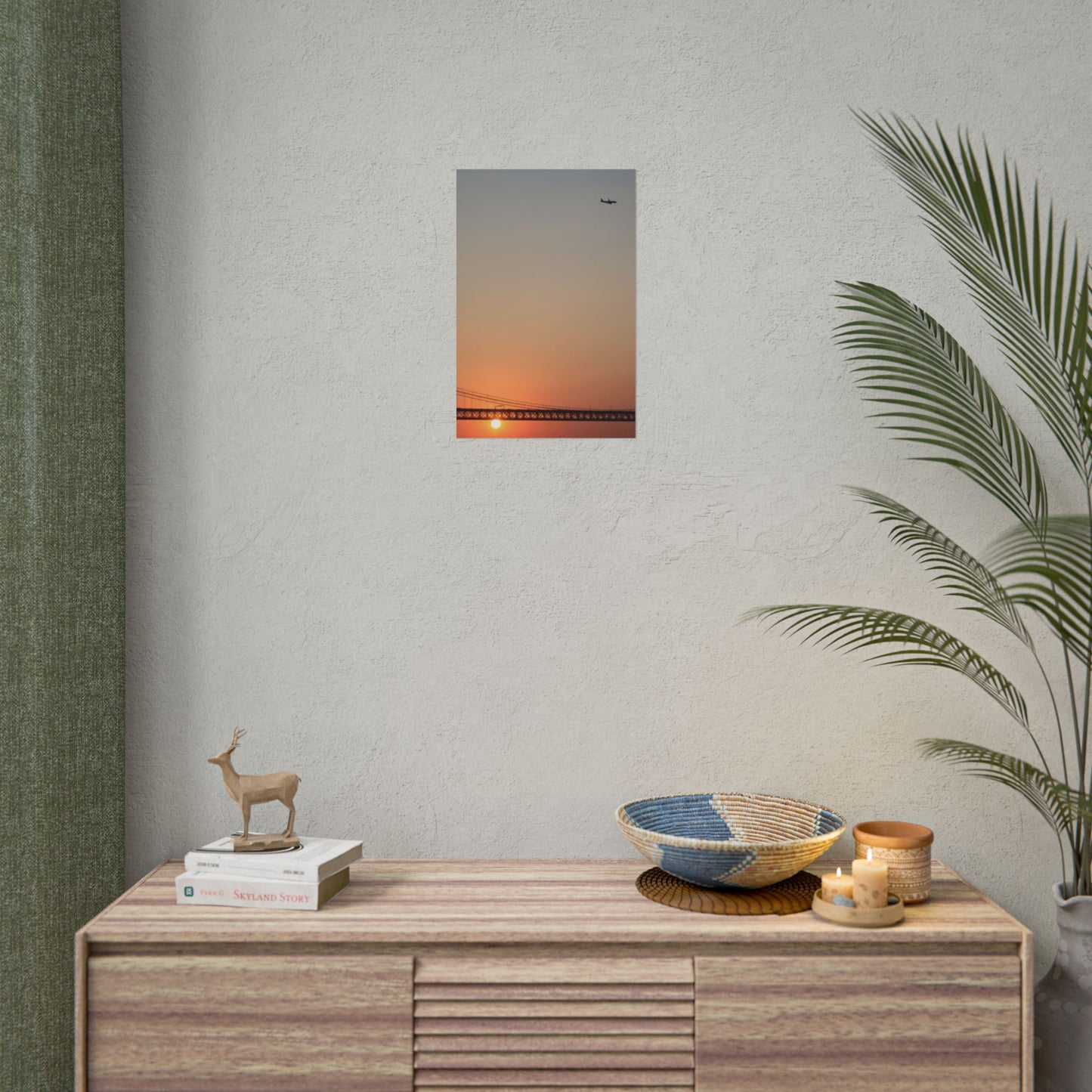 Póster Enrollado 'Avión al Atardecer', ATARDECER EN ALMADA, PORTUGAL