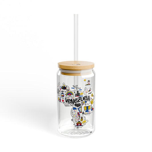Vaso con Tapa y Pajita Vibrante, 16oz, Venezuela